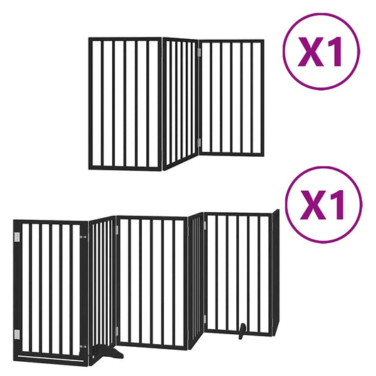 vidaXL Cancello per Cani Porta Pieghevole Nero 9 Pannelli 450cm Pioppo