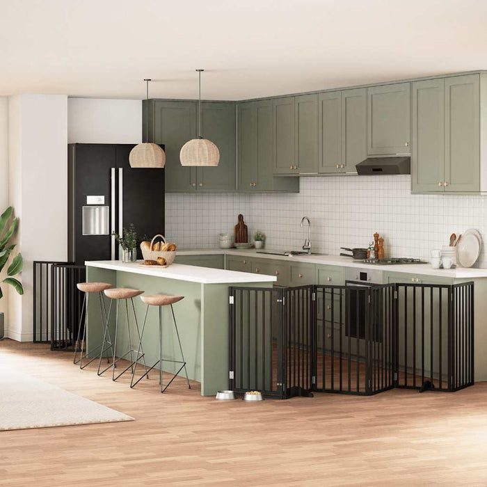 vidaXL Cancello per Cani Porta Pieghevole Nero 9 Pannelli 450cm Pioppo