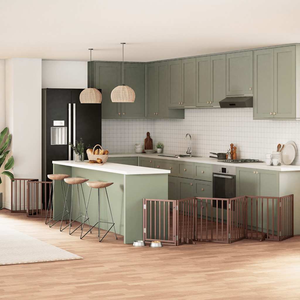 vidaXL Cancello Cani Porta Pieghevole Marrone 9 Pannelli 450cm Pioppo