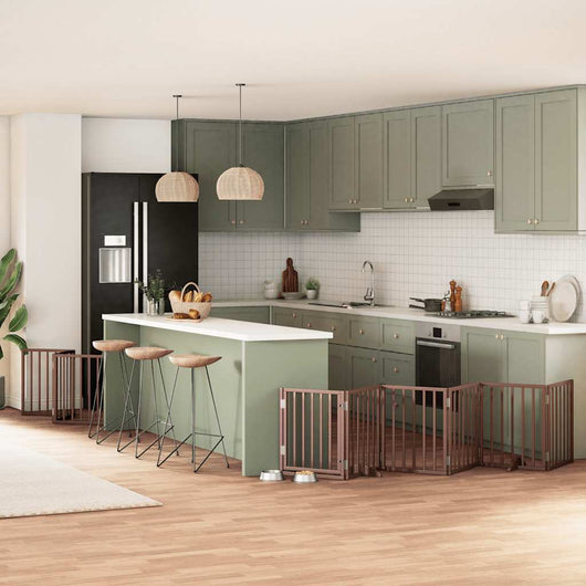 vidaXL Cancello Cani Porta Pieghevole Marrone 9 Pannelli 450cm Pioppo