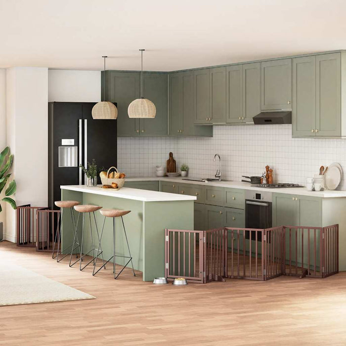 vidaXL Cancello Cani Porta Pieghevole Marrone 12 Pannelli 600cm Pioppo