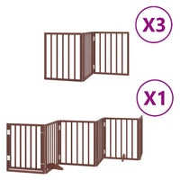 Cancelletto di sicurezza per cani cancelletto pieghevole a 15 pannelli in legno di pioppo marrone 02_0023203