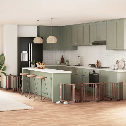 vidaXL Cancello Cani Porta Pieghevole Marrone 15 Pannelli 750cm Pioppo