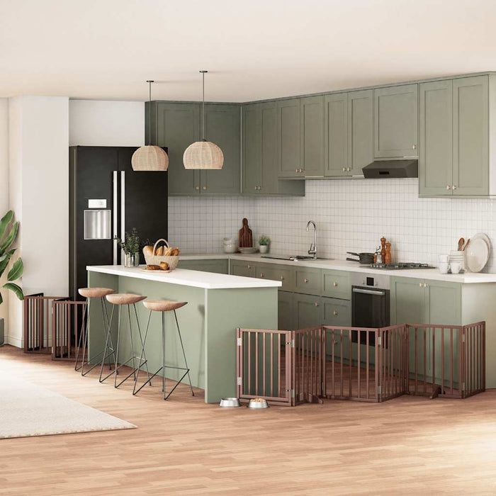 vidaXL Cancello Cani Porta Pieghevole Marrone 15 Pannelli 750cm Pioppo