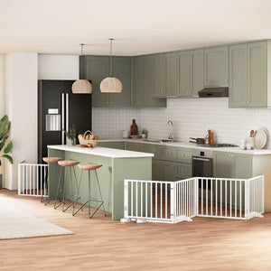 Cancello Cani Porta Pieghevole Bianco 6 Pannelli 480 cm Pioppo 3155561