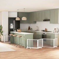 vidaXL Cancello Cani Porta Pieghevole Bianco 6 Pannelli 480 cm Pioppo