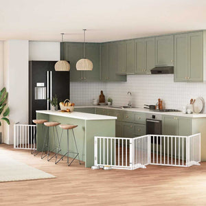 vidaXL Cancello Cani Porta Pieghevole Bianco 12 Pannelli 640 cm Pioppo