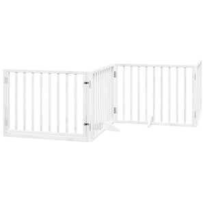 vidaXL Cancello Cani Porta Pieghevole Bianco 10 Pannelli 800 cm Pioppo