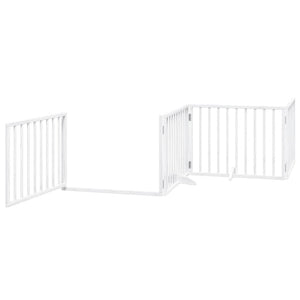 Cancello Cani Porta Pieghevole Bianco 12 Pannelli 960 cm Pioppo 3155564