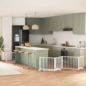 vidaXL Cancello Cani Porta Pieghevole Bianco 12 Pannelli 960 cm Pioppo