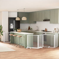 vidaXL Cancello Cani Porta Pieghevole Bianco 6 Pannelli 480 cm Pioppo