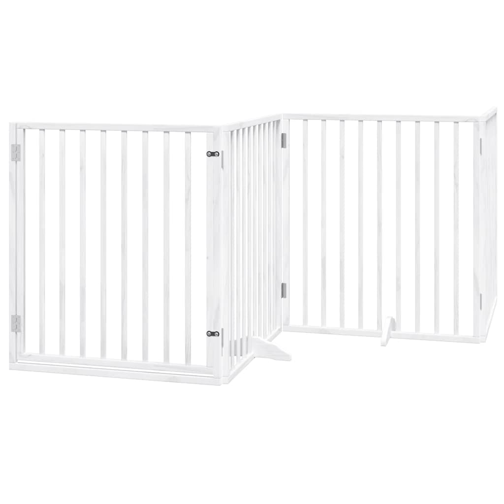 vidaXL Cancello Cani Porta Pieghevole Bianco 12 Pannelli 640 cm Pioppo