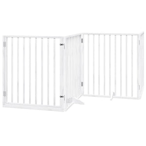Cancello Cani Porta Pieghevole Bianco 12 Pannelli 640 cm Pioppo 3155566