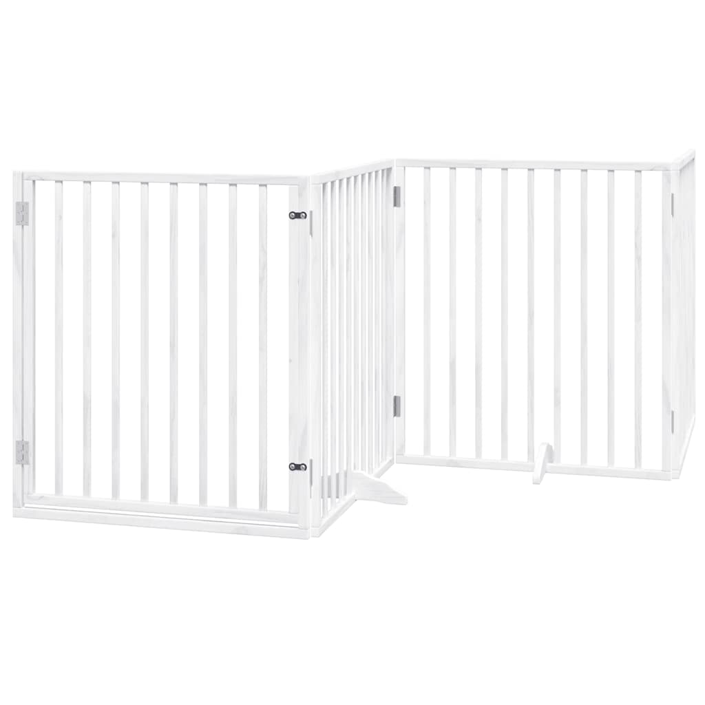 vidaXL Cancello Cani Porta Pieghevole Bianco 10 Pannelli 800 cm Pioppo