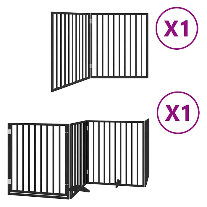 vidaXL Cancello per Cani Porta Pieghevole Nero 6 Pannelli 480cm Pioppo