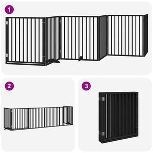vidaXL Cancello per Cani Porta Pieghevole Nero 6 Pannelli 480cm Pioppo