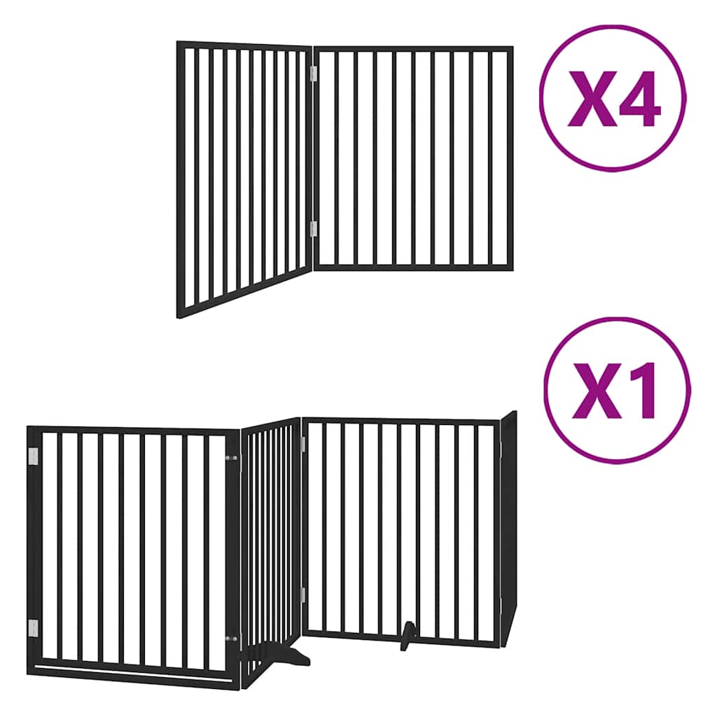 vidaXL Cancello Cani Porta Pieghevole Nero 12 Pannelli 960 cm Pioppo