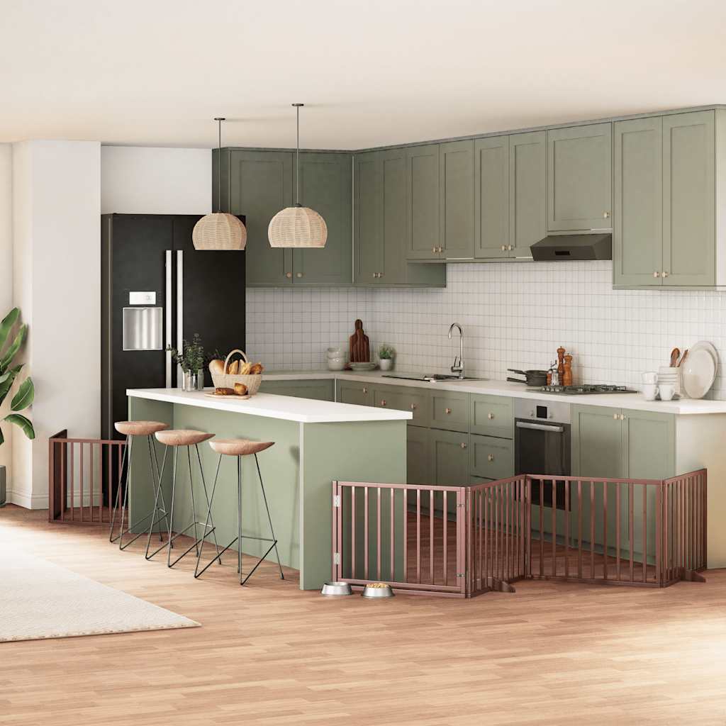 vidaXL Cancello Cani Porta Pieghevole Marrone 8 Pannelli 640cm Pioppo