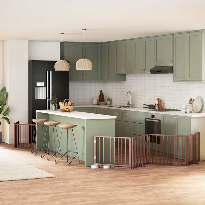 Cancello Cani Porta Pieghevole Marrone 12 Pannelli 960cm Pioppo 3155580