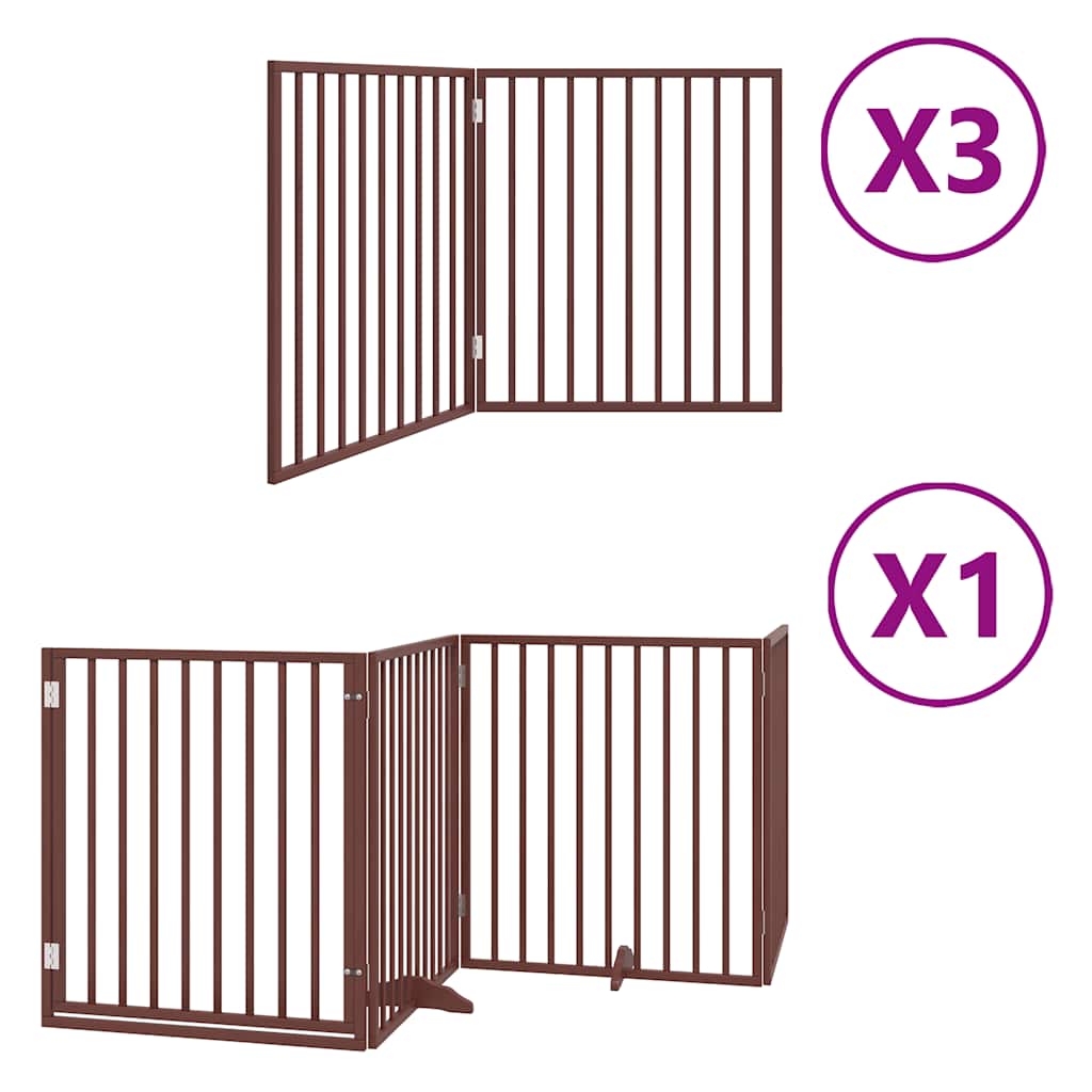 Cancello Cani Porta Pieghevole Marrone 10 Pannelli 800cm Pioppo 3155583