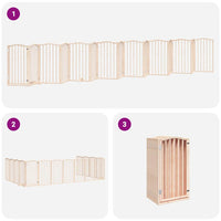 Cancelletto di sicurezza per cani cancelletto pieghevole a 15 pannelli in legno di pioppo marrone 02_0023194