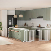 vidaXL Cancello Cani Porta Pieghevole Bianco 9 Pannelli 450 cm Pioppo