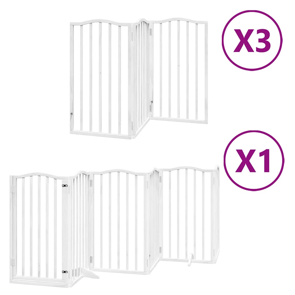 vidaXL Cancello Cani Porta Pieghevole Bianco 15 Pannelli 750 cm Pioppo