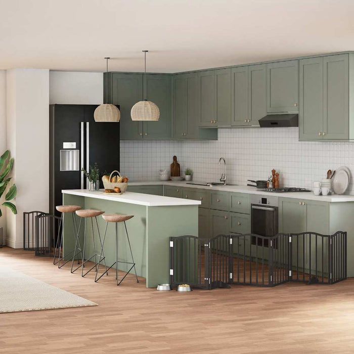 vidaXL Cancello per Cani Porta Pieghevole Nero 9 Pannelli 450cm Pioppo