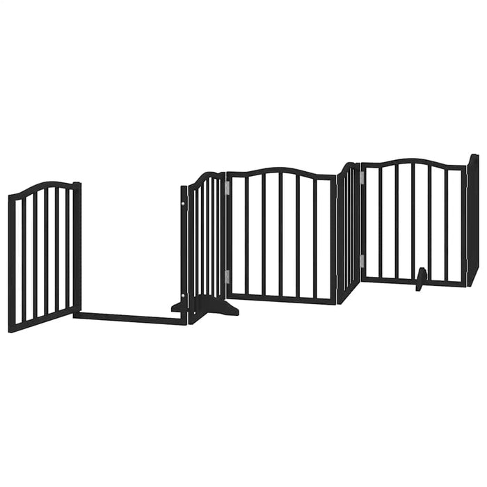 Cancello Cani Porta Pieghevole Nero 12 Pannelli 600 cm Pioppo 3155598