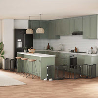 Cancello Cani Porta Pieghevole Nero 15 Pannelli 750 cm Pioppo 3155599