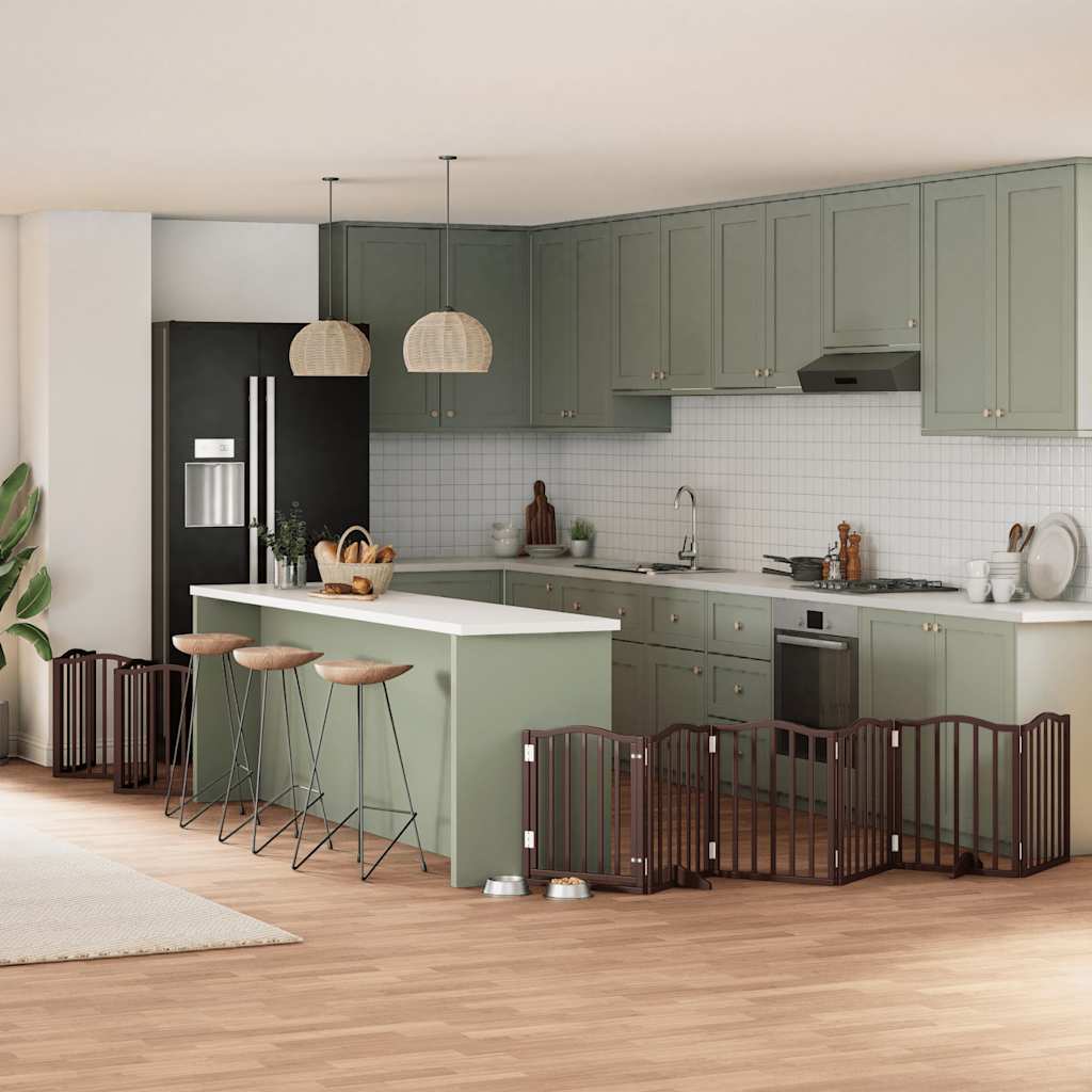 vidaXL Cancello Cani Porta Pieghevole Marrone 15 Pannelli 750cm Pioppo