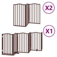 Cancelletto di sicurezza per cani cancelletto pieghevole a 12 pannelli in legno di pioppo marrone 02_0023169