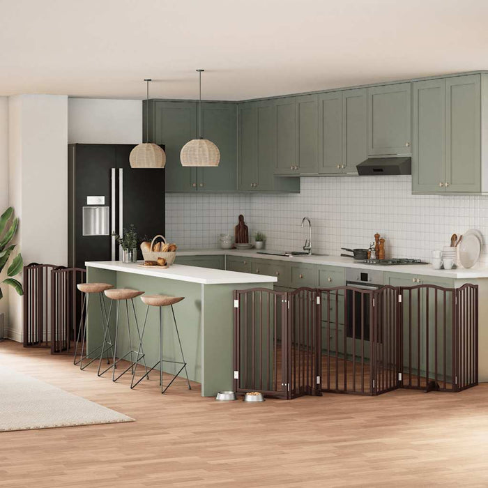 vidaXL Cancello Cani Porta Pieghevole Marrone 15 Pannelli 750cm Pioppo