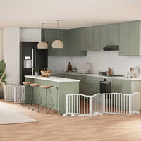 Cancello Cani Porta Pieghevole Bianco 10 Pannelli 800 cm Pioppo 3155619