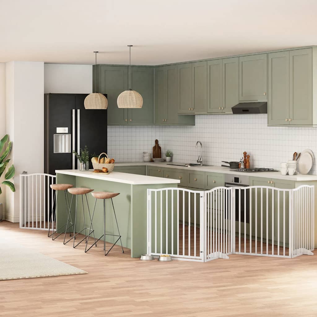 vidaXL Cancello Cani Porta Pieghevole Bianco 6 Pannelli 480 cm Pioppo