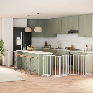 vidaXL Cancello Cani Porta Pieghevole Bianco 6 Pannelli 480 cm Pioppo