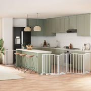 vidaXL Cancello Cani Porta Pieghevole Bianco 12 Pannelli 640 cm Pioppo