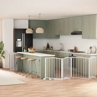 vidaXL Cancello Cani Porta Pieghevole Bianco 10 Pannelli 800 cm Pioppo