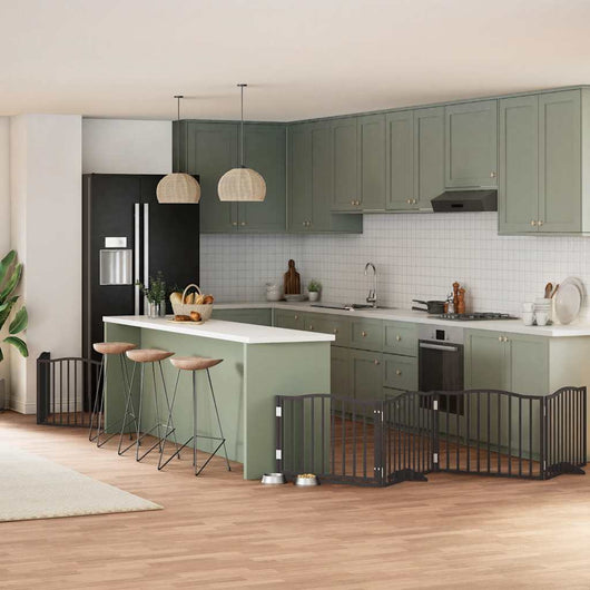 Cancello per Cani Porta Pieghevole Nero 6 Pannelli 480cm Pioppo 3155625