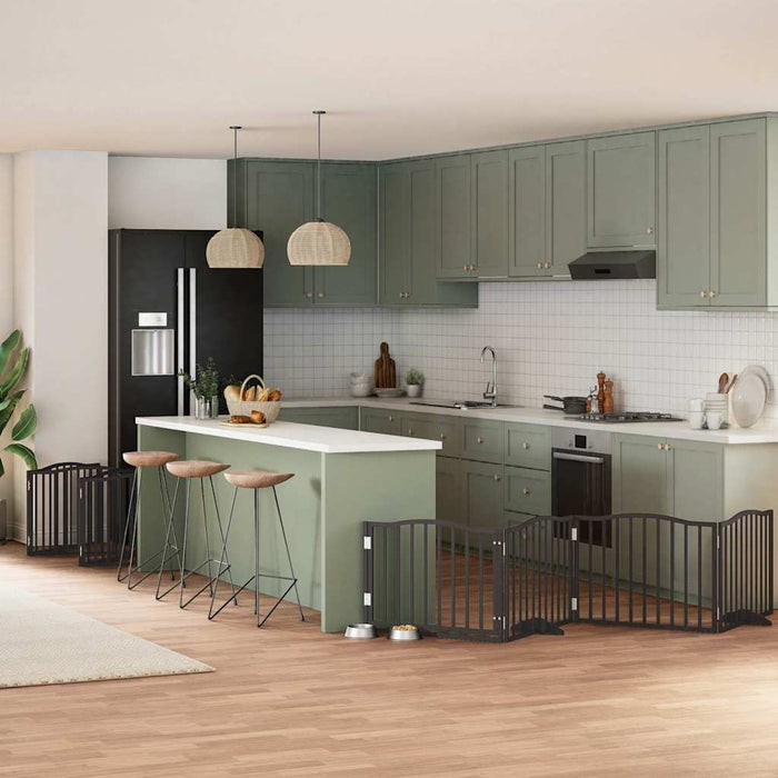 vidaXL Cancello Cani Porta Pieghevole Nero 10 Pannelli 800 cm Pioppo