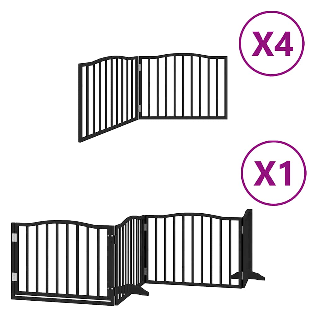 vidaXL Cancello Cani Porta Pieghevole Nero 12 Pannelli 960 cm Pioppo