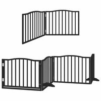 Cancello Cani Porta Pieghevole Nero 12 Pannelli 960 cm Pioppo 3155628