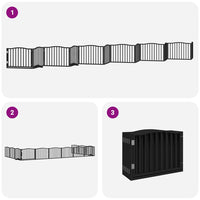 vidaXL Cancello Cani Porta Pieghevole Nero 12 Pannelli 960 cm Pioppo