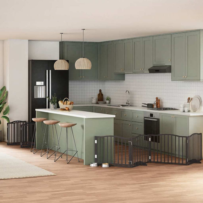 vidaXL Cancello Cani Porta Pieghevole Nero 12 Pannelli 960 cm Pioppo