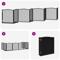 vidaXL Cancello Cani Porta Pieghevole Nero 8 Pannelli 640 cm Pioppo