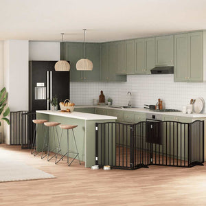 vidaXL Cancello Cani Porta Pieghevole Nero 10 Pannelli 800 cm Pioppo