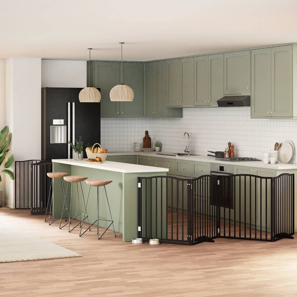 vidaXL Cancello Cani Porta Pieghevole Nero 12 Pannelli 960 cm Pioppo