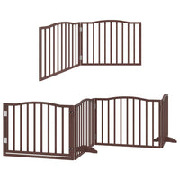 Cancello Cani Porta Pieghevole Marrone 8 Pannelli 640cm Pioppo 3155634