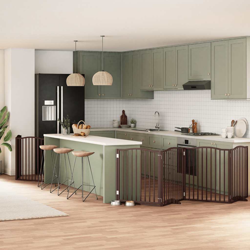 vidaXL Cancello Cani Porta Pieghevole Marrone 6 Pannelli 480cm Pioppo
