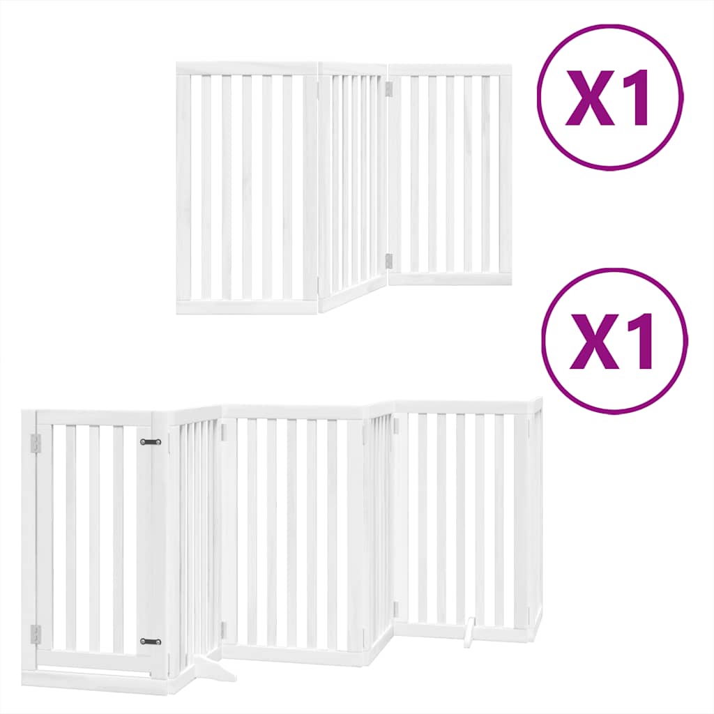 vidaXL Cancello Cani Porta Pieghevole Bianco 9 Pannelli 450 cm Pioppo